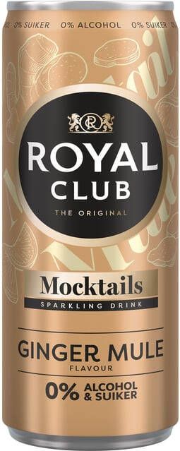 Royal Club Mocktails ginger mule 0% suiker en alcohol blik 250 ml