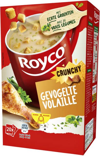 Royco Minute Soup gevogelte met croutons pak van 20 zakjes