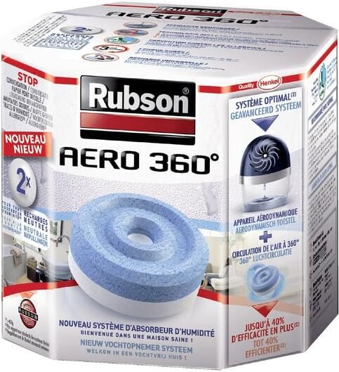 Rubson navulling voor ontvochtiger AERO 360 doos van 2 tabs van 450 gram neutraal - Foto 2