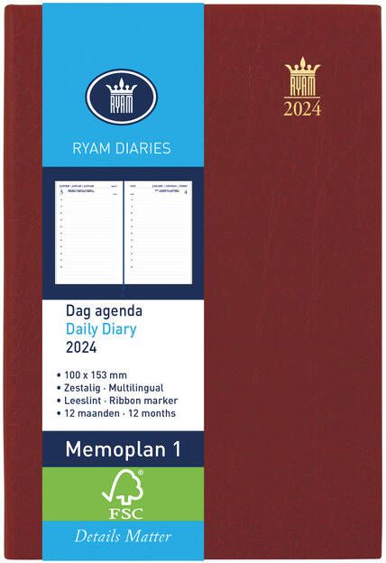 Ryam Agenda 2023 Memoplan 1 Mundior 1dag 1pagina bordeaux