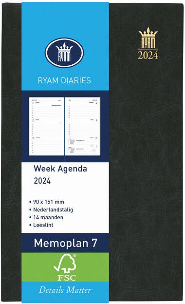 Ryam AGENDA 2023 MEMOPLAN 7 MUNDIOR 7DAGEN 2PAGINA'S ZWART