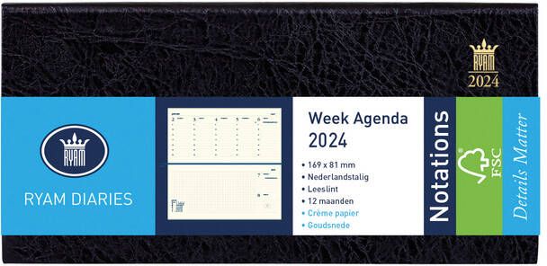 Ryam Agenda 2025 Notations Mundior 7dagen 2pagina's zwart