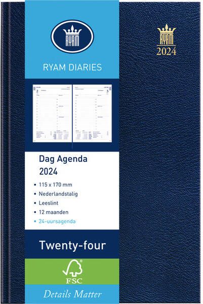 Ryam Agenda 2023 Twenty-four Mundior 1dag 1pagina blauw