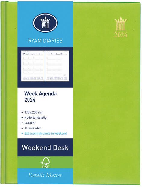 Ryam Agenda 2023 Weekend Desk Lazio 7dagen 2pagina's assorti