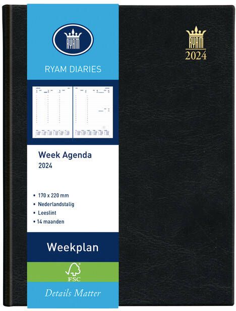 Ryam AGENDA 2023 WEEKPLAN MUNDIOR 7D 2P ZWART