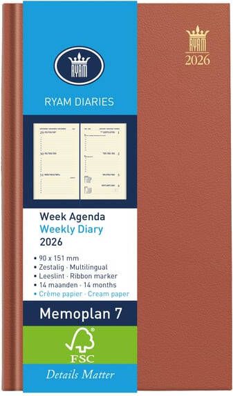 Ryam Agenda 2026 Memoplan 7 Nappa 7dagen 2pagina's assorti