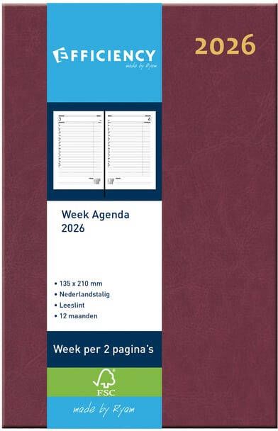 Ryam Agenda 2025 Efficiency Baladek 7dagen 2pagina's bordeaux