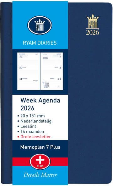 Ryam Agenda 2026 Memoplan 7 Plus Mundior 7dagen 2pagina's assorti