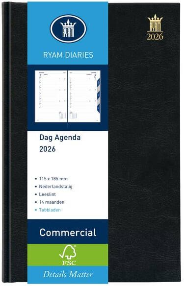 Ryam Agenda 2026 Commercial Mundior 1dag 1pagina zwart