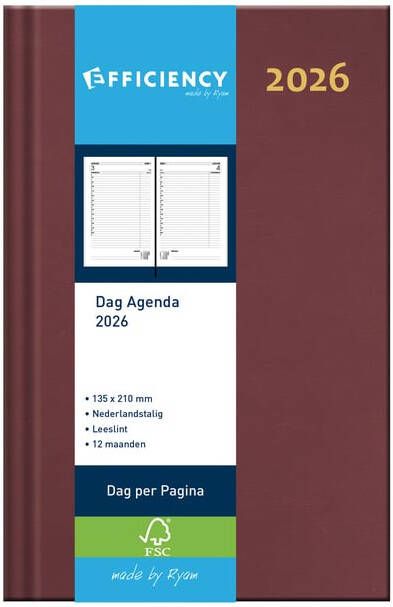 Ryam Agenda 2026 Efficiency Baladek 1dag 1pagina bordeaux