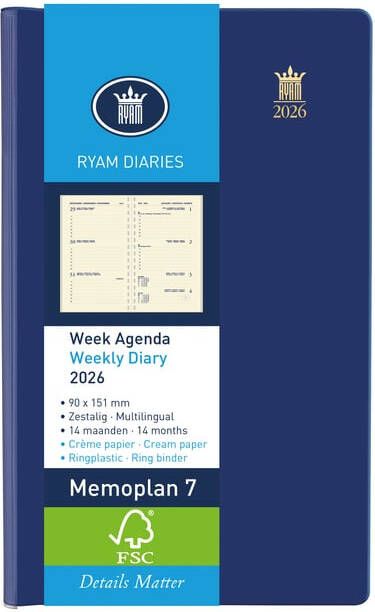 Ryam Agenda 2026 Memoplan 7 Suprema 7dagen 2pagina's ringplastic assorti
