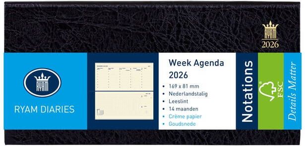 Ryam Agenda 2026 Notations Mundior 7dagen 2pagina's landscape zwart