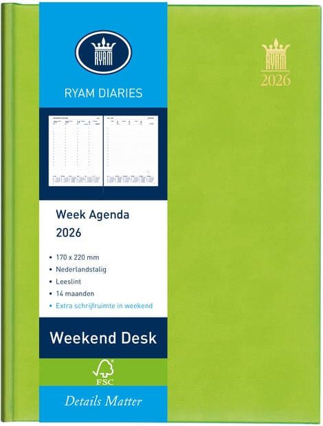 Ryam Agenda 2026 Weekplan Weekend Desk Lazio 7dagen 2pagina's assorti