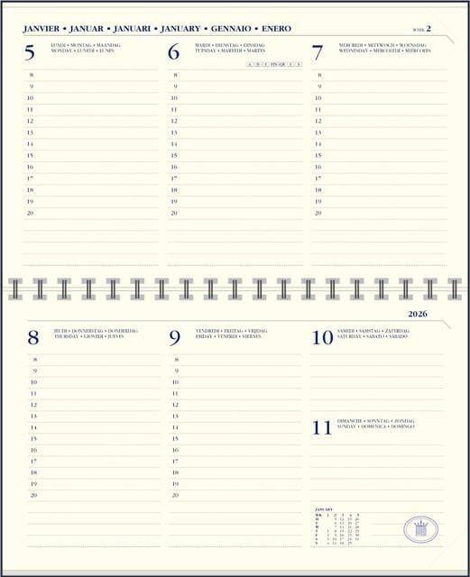 Ryam Agendavulling 2026 Memoplan 7 Compact 7 dagen 2pagina's landscape crème