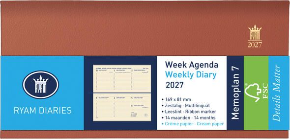 Ryam Agenda 2027 Memoplan 7 Nappa 7dagen 2pagina's landscape assorti