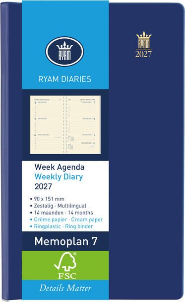 Ryam Agenda 2027 Memoplan 7 Suprema 7dagen 2pagina's ringplastic assorti