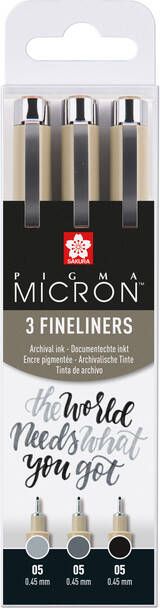 Sakura Fineliner Pigma Micron 05 set zwart&grijs 3 maten
