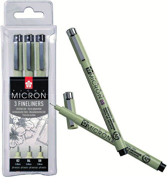 Sakura Fineliner pigma micron blister 3 stuks zwart
