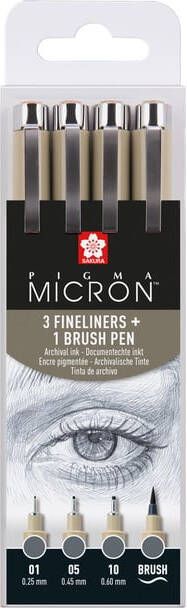Sakura Fineliner Pigma Micron koelgrijs set 4 maten