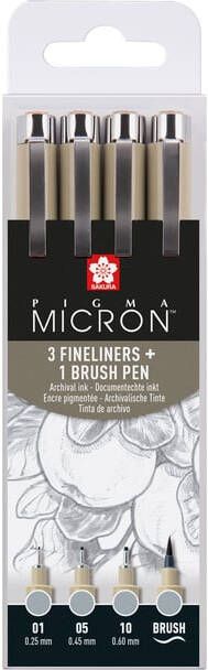 Sakura Fineliner Pigma Micron lichtgrijs set 4 maten