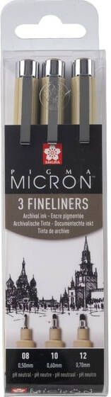 Sakura Fineliner Pigma Micron set Ã  3 schrijfbreedtes zwart