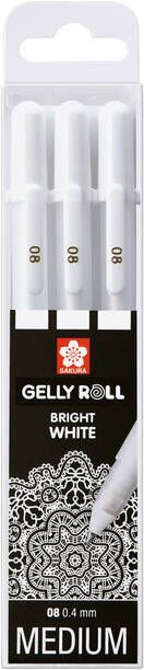 Sakura Gelschrijver Gelly Roll 08 medium 0.4mm setà 3 stuks wit