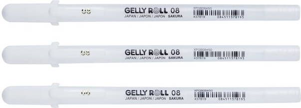 Sakura Gelschrijver Gelly Roll 08 medium 0.4mm set Ã  3 stuks wit