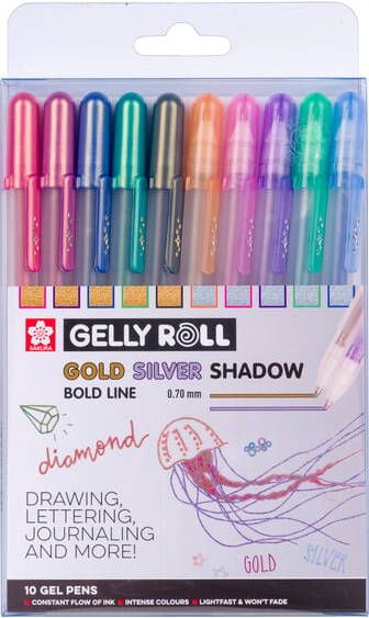 Sakura Gelschrijver Gelly Roll Gold Silver Shadow set Ã  10 kleuren