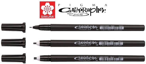 Sakura Kalligrafiepennen set Pigma 3 breedtes zwart