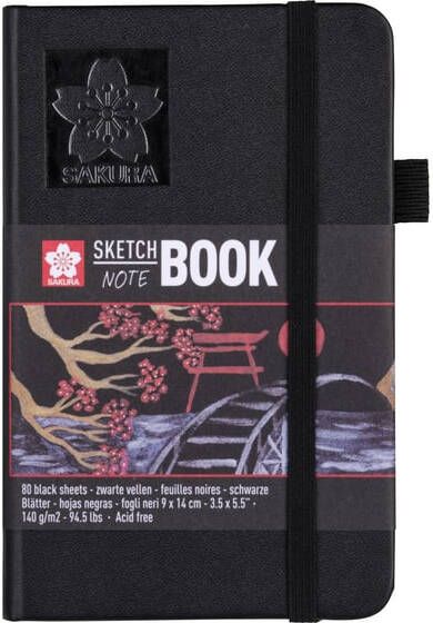 Sakura schetsboek 80 vel 140 g mÂ² ft 9 x 14 cm zwart papier