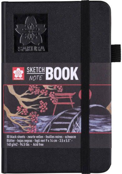 Sakura Schetsboek 9x14cm 140gr zwart papier