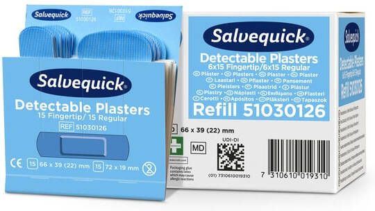 Salvequick Pleisters blauw detectabel mix 6x 30 stuks