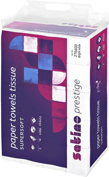 Satino by WEPA Handdoek Satino PT2 Prestige w-vouw 2-laags 206x320mm 25x120 vel wit 276600