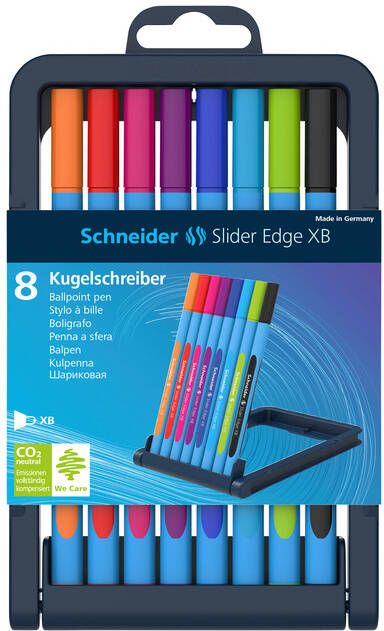 Schneider balpen Slider Edge extra breed geassorteerde kleuren opstelbare doos met 8 stuks
