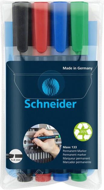 Schneider Viltstift Maxx 133 schuin 1-4mm assorti 4 stuks