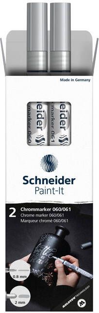 Schneider Viltstift Paint-it 060 061 2.0mm en 0.8mm metallic chrome set Ã  2 stuks