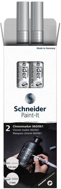 Schneider Viltstift Paint-it 060 061 2.0mm en 0.8mm metallic chrome set Ã  2 stuks