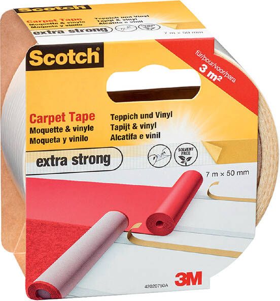 Scotch extra sterke tapijttape ft 50 mm x 7 m blisterverpakking