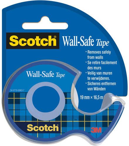 Scotch Plakband 19mmx16.5m Wall Safe + handafroller