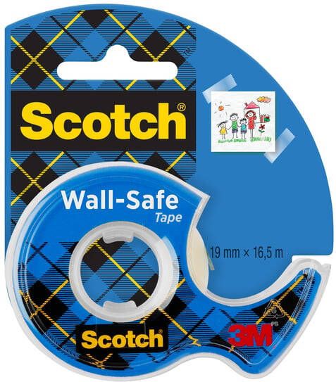 Scotch Plakband 19mmx16.5m Wall Safe + handdispenser