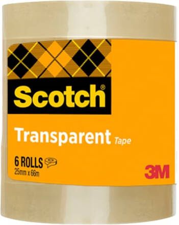 Scotch Plakband 508 25mmx66m transparant 6 rollen