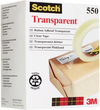 Scotch Plakband 550 19mmx66mm transparant krimp 8rollen