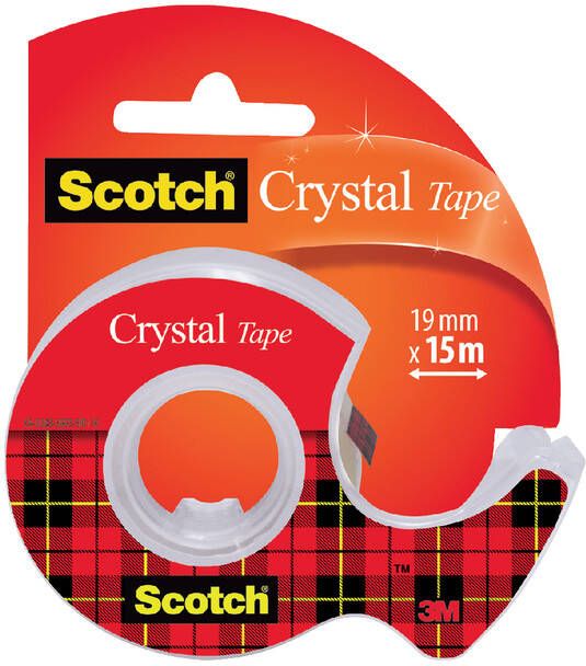 Scotch Plakband Crystal 600 19mmx15m transparant + afroller