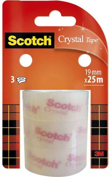 Scotch Crystal Clear Tape Navullingen 19 mm x 25 m 3 rollen