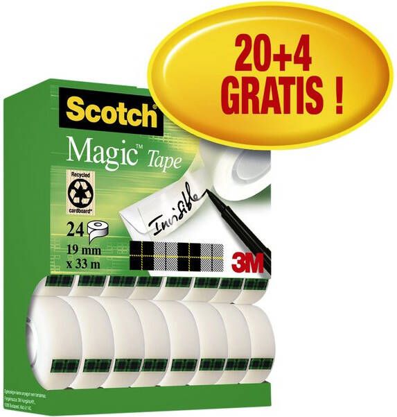 Scotch Magic Tape plakband ft 19 mm x 33 m value pack met 24 rollen