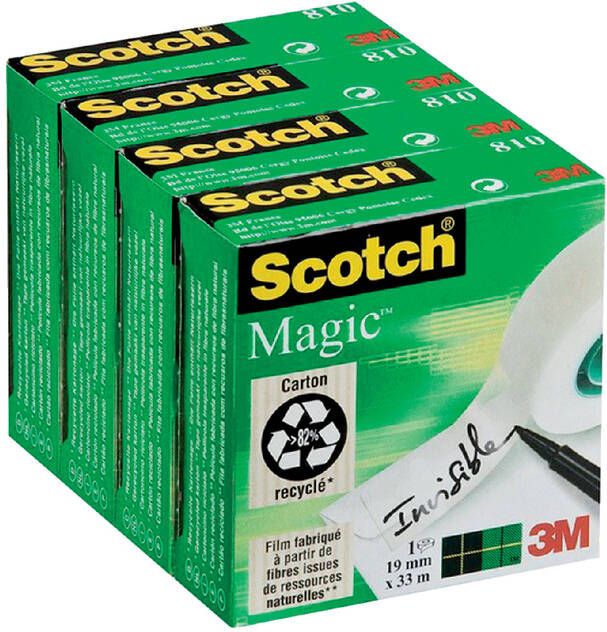 Scotch Plakband Magic 810 4 rollen 19 mm x 33 m onzichtbaar mat transparant