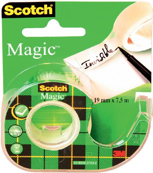 Scotch Plakband Magic 810 19mmx7.5m onzichtbaar + afroller