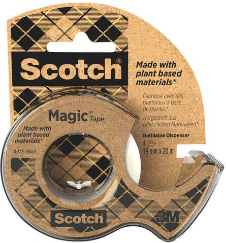 Scotch Plakband Magic 919 19mmx20m transparant + gerecyclede afroller