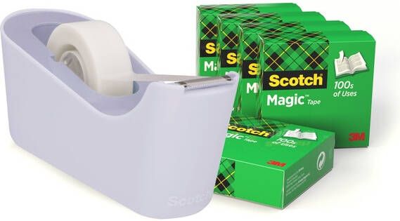 Scotch Plakbandhouder C18 lavendel + 6rol magic tape 19mmx33m