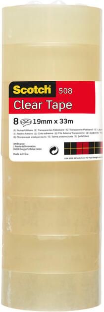 Scotch Plakband 508 19mmx33m transparant 8 rollen